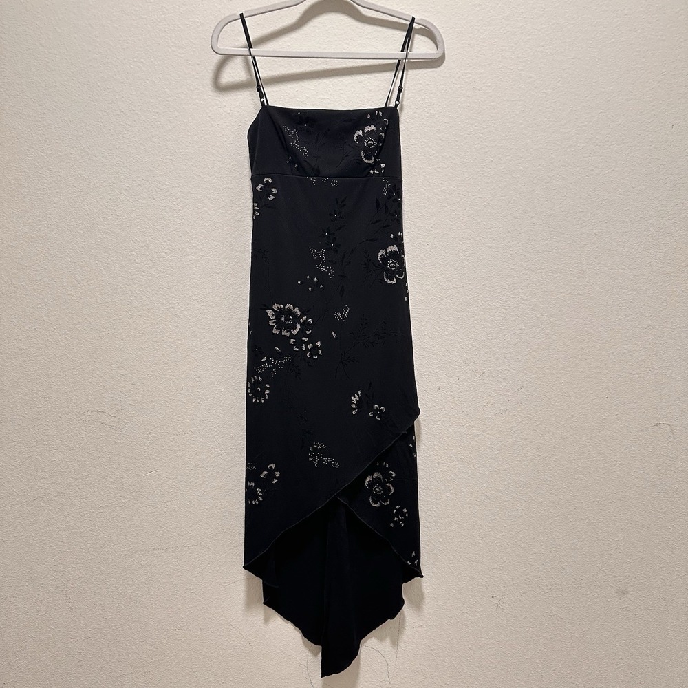 Vintage 90's Dress Black Floral Jodi Kristopher Size Small Fairy Velvet‎ Glitter